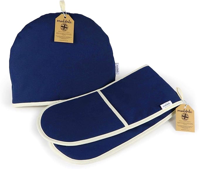 Muldale Large Tea Cozy for Teapot - Oxford Navy - Teapot Cover Insulated 100% Cotton Thick Wadding - Designed in England - Tea Cozies Covers - 1 to 6 Cup