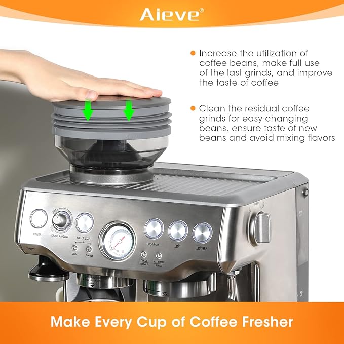 AIEVE Silicone Bellow Compatible for Breville Barista Express, Single Dose Hopper for Breville Espresso Machine,Gray