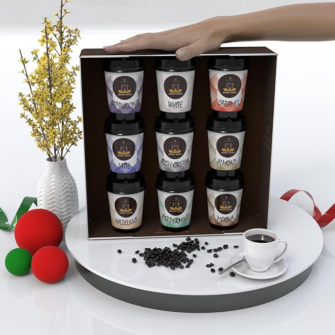 Coffee Gifts - Instant Coffee Gift Set For Men, 9 Flavoured, Coffee Lover Gifts |Coffee Gifts For Women, Men |Coffee Sampler Gift Set |Coffee Hamper Gifts |Gifts For Men & Women