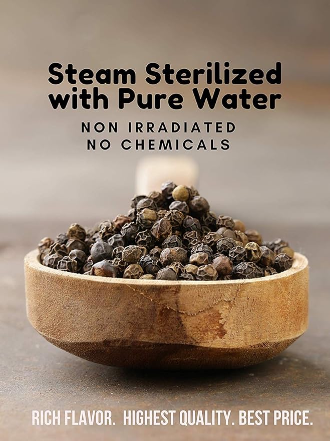 Spicy World Black Peppercorns Whole 7 Ounce - Perfect for Grinder