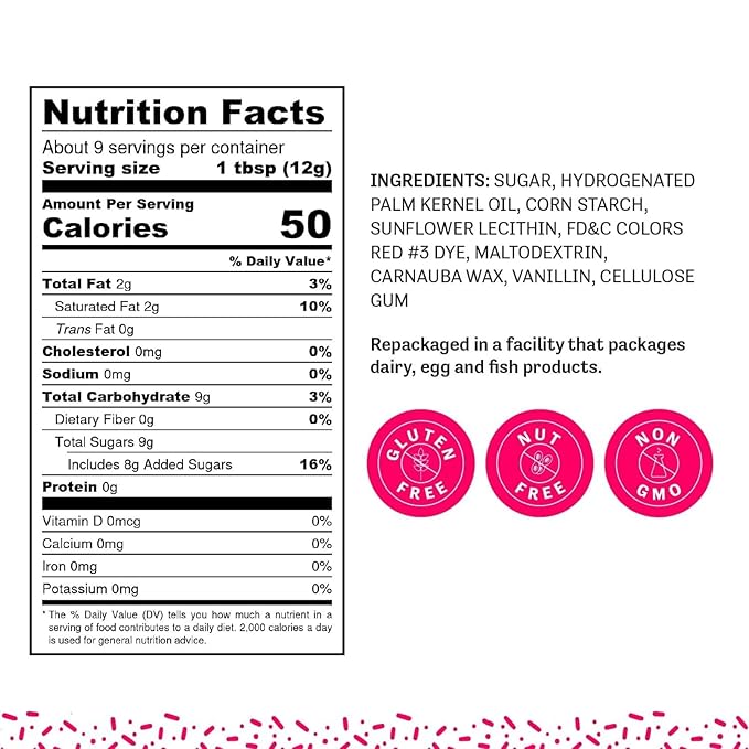 Judee's Gluten Free Pink Sprinkles 4 oz - Gluten-Free and Nut-Free - Brighten Up Your Baked Goods - Great for Cookie and Cake Decoration - Use for Baking and as Dessert and Ice Cream Toppings