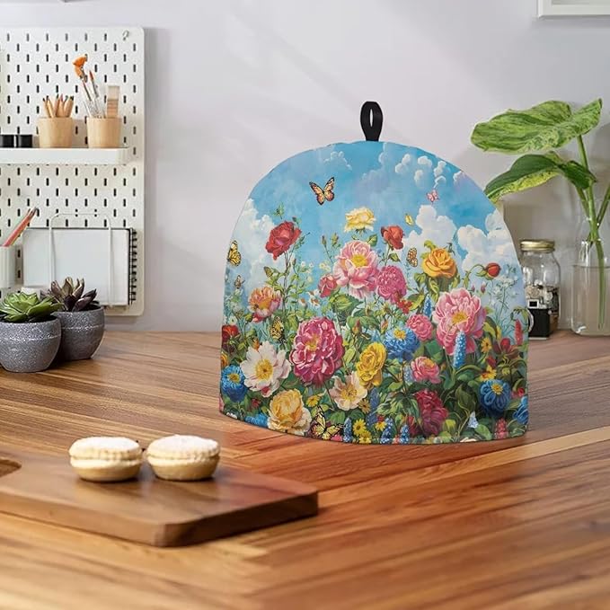 Oil Painting Print Tea Cozy Durable Keep Warm Teapots Tea Cozy Insulated Kettle Cover for Home Kitchen Decor Dust Proof Tea Cozies with Handy Hanging Loop