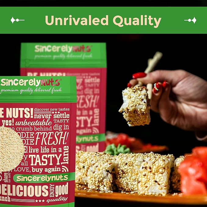 Sincerely Nuts Hulled Sesame Seeds A Heart Healthy Snack Rich in Fiber, Minerals Antioxidants Source of Plant Based Protein Gluten Free Kosher, Bulk 1LB Bag