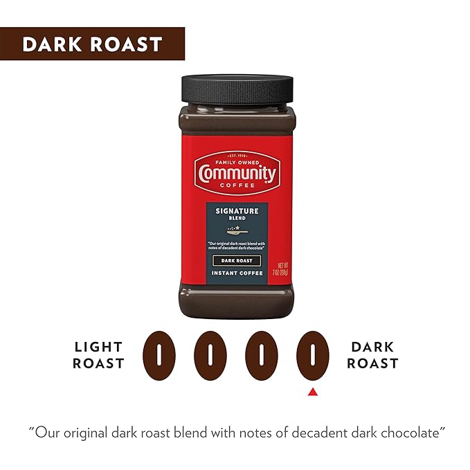 Community Coffee Signature Blend Instant Coffee, Dark Roast, 7 oz Jar (Pack of 1)