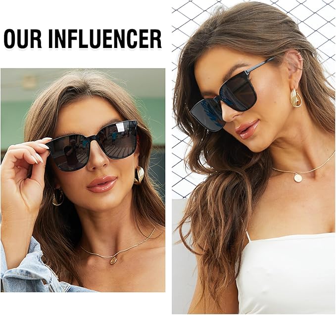 DUCO Oversized Polarized Sunglasses Womens Trendy Mirrored Shades Retro Round Vintage Light Weight UV400 Sun Glasses W016