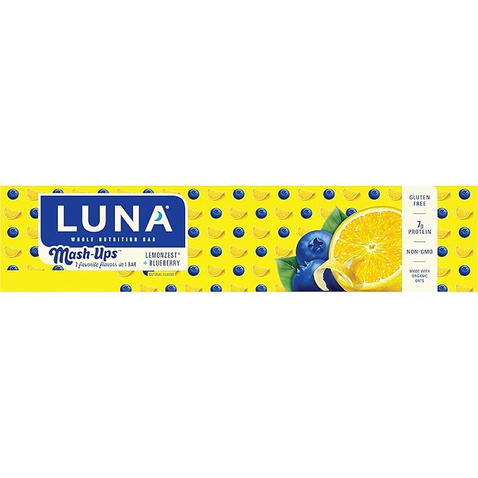 LUNA Bar - Mash-Ups LemonZest + Blueberry Flavor - Snack Bars - Non-GMO - Gluten-Free Protein Bars - Made with Organic Oats (15 Pack)