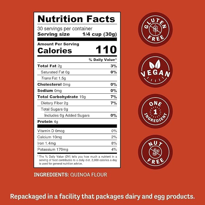 Judee's Quinoa Flour 2 lb - Made In USA, Non-GMO, Vegan - Great for Making Pancakes, Muffins, Pie Crusts, Quiches, and Breads - Made in a Dedicated Gluten-Free Facility