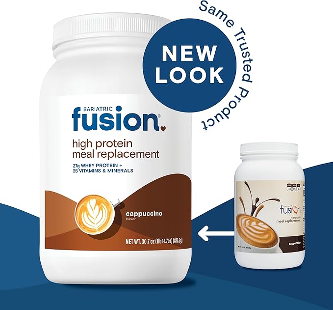 Bariatric Fusion Cappucino Meal Replacement 27g Protein Powder, 21 Serving Tub for Bariatric Surgery Patients Including Gastric Bypass and Sleeve Gastrectomy - No Gluten, Aspartame or Sugar
