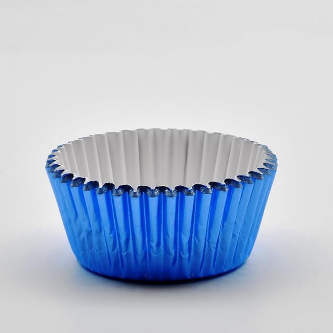 200 Pcs Blue Foil Cupcake Liners Standard Baking Cups Muffin Paper Cases