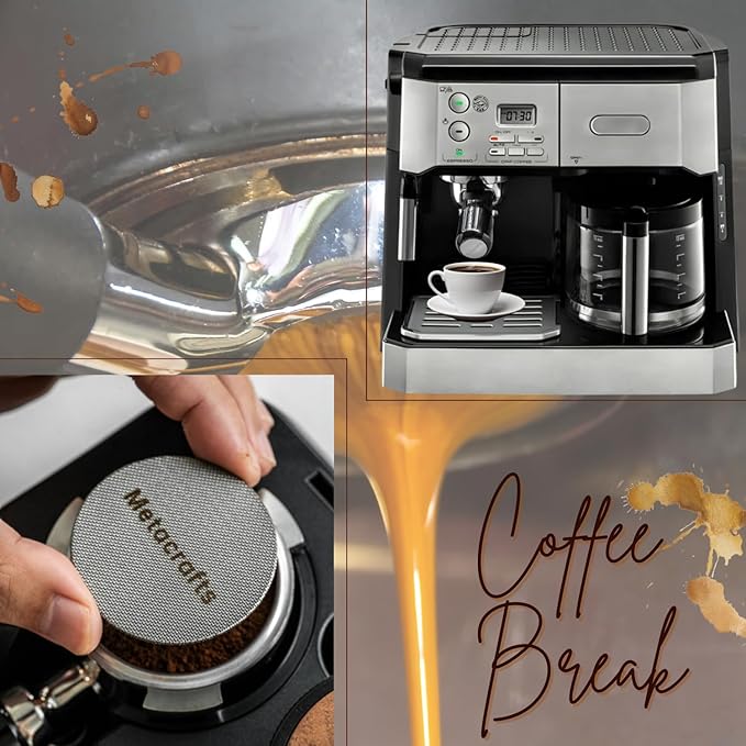Espresso Portafilter 51mm Bottomless - Compatible for 51 mm Delonghi EC0680, E0685, SMEG & EUPA Coffee Machines - Open, Naked, Flat - Stainless Steel Filter Basket & Puck Screen Included (Black)