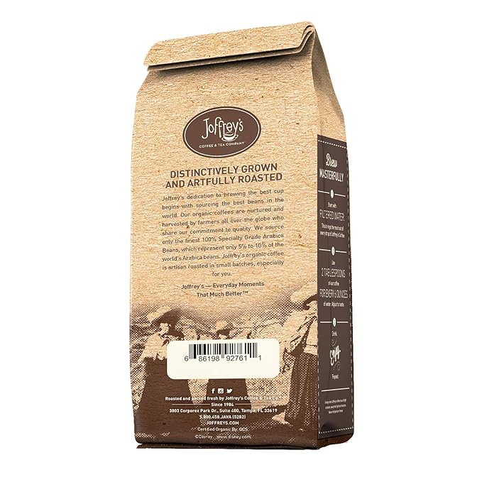 Joffrey???Coffee - Disney Organic Peru Alto Mayo | Single Origin, USDA Organic & Fair Trade Certified, Full Roast, Arabica Coffee Beans, Kosher (Ground, 11 oz)