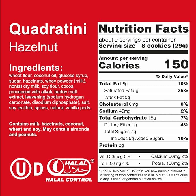 Loacker Quadratini Bite Size Wafer Cookies Hazelnut - 8.82 oz