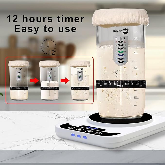 Upgraded Sourdough Starter Warmer, Precise 1°F Thermostat Control (70-100°F) Sourdough Warming Mat, Auto Warming On/Off, 12-Hour Timer Sourdough Warmer with USB Plug