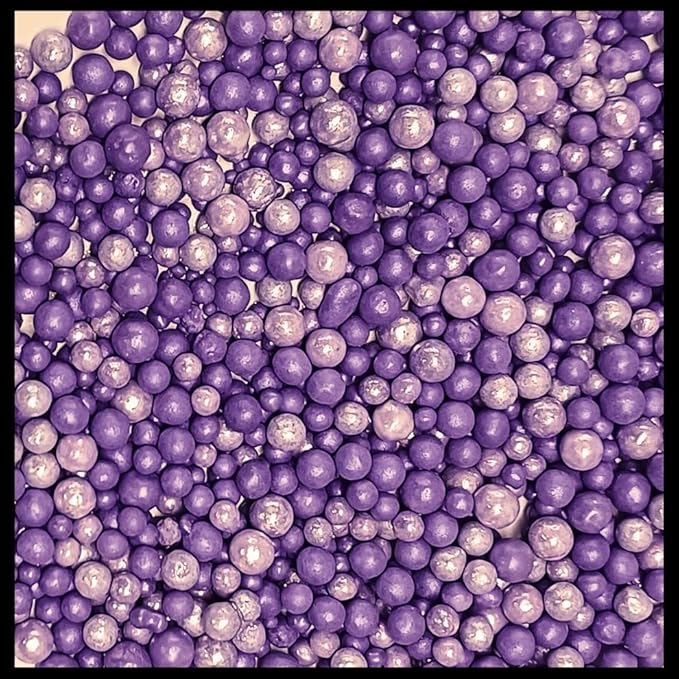 Confect Purple Disco Ball Cake Sprinkles ??Edible Decorative Pearls & Irish Purple Shimmer Sprinkle Mix for Cakes, Cupcakes, Cookies | Love Sprinkle Blend | Vegan, Gluten-Free, Nut-Free, Soy-Free, Dairy-Free, Palm Oil-Free - 4.2 Oz