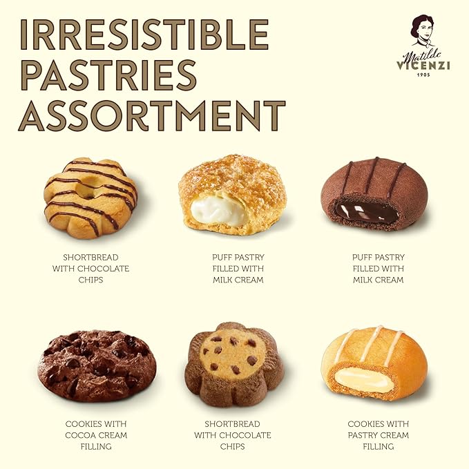 Matilde Vicenzi Verona Cookie Tin - Gourmet Italian Cookies Assortment in Individually Wrapped Trays - Pastries & Bakery Dessert Gifts for Mother's Day, Father's Day, Birthday - Puff Pastry, Assorted Cookies in Italian Design Gift Tin 25.4oz (720g)