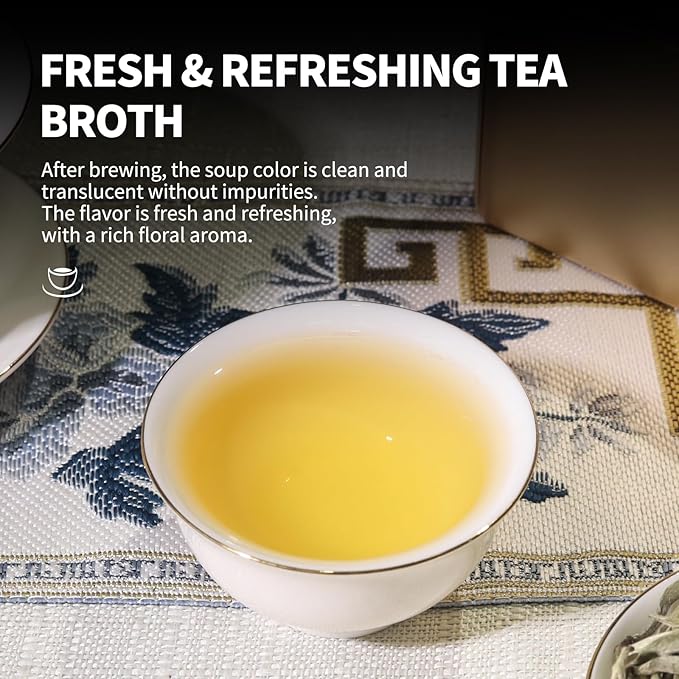 KHS Organic Silver Needle White Tea Grade AAA, 2.47 OZ USDA Certified Chinese Yunnan White Tea Loose Leaf, No Dust Production Workshop, Natural Organic Planting Loose Leaf Tea Perfect for Hot Brew
