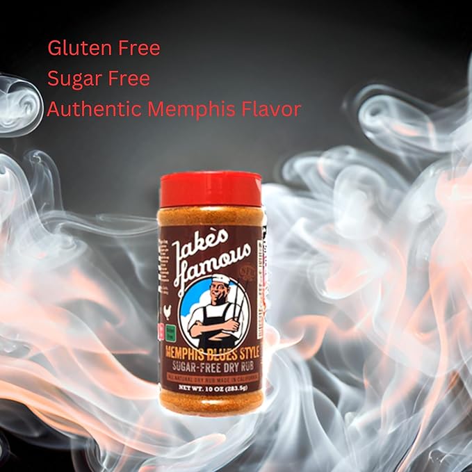 Jake?™s Famous Memphis Rub, BBQ Rub 10 Oz Sugar Free, Gluten Free, Seasoning Mix for Ribs, Pork, Brisket, Beef, Classic Southern Barbecue Rub for Smoking & Grilling