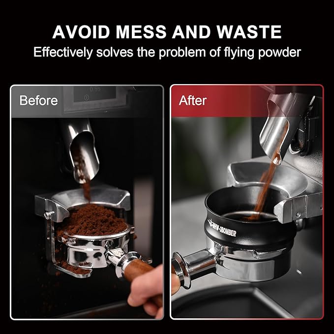 MHW-3BOMBER 53mm Espresso Dosing Funnel & Puck Screen Set, Magnetic Dosing Rring & Reusable Filter kit Compatible with 53mm Bottomless Portafilter, Coffee Dosing Ring with Eppresso Puck DR7014-OS