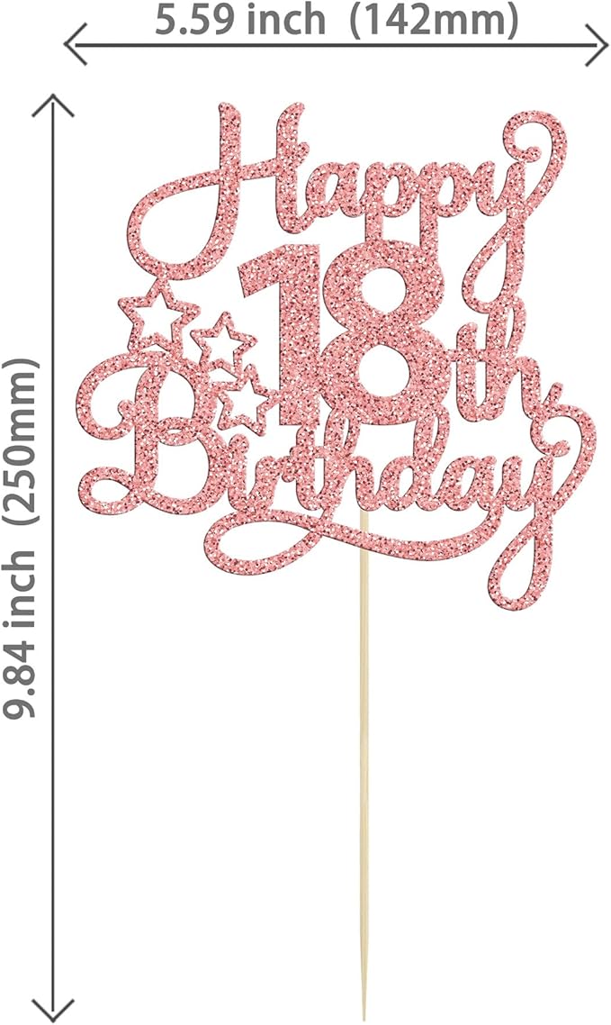1 Pack Happy 18th Birthday Cake Topper Rose Gold Glitter 18 & Fabulous Cheers to 18 Years Old Birthday Cake Pick for Celebrating 18th Birthday Anniversary Party Cake Decorations Supplies