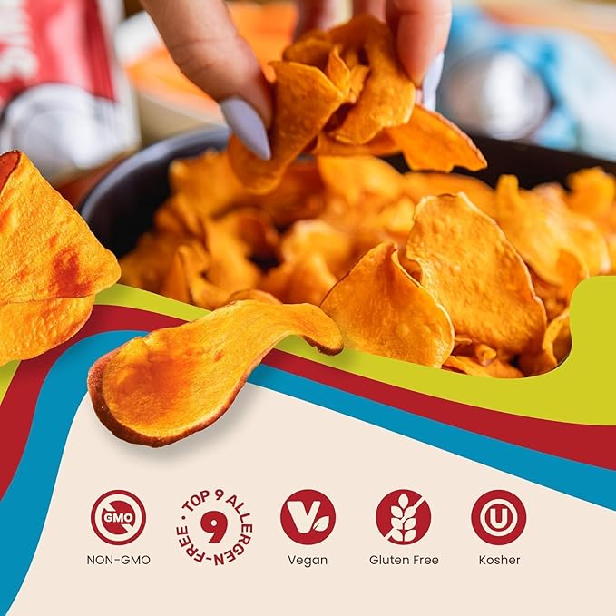 Jackson???Sweet Potato Kettle Chips Avocado Oil Variety Pack made with Premium Oils (7oz, Pack of 6) Sea Salt, Ranch and BBQ Flavors - Allergen-friendly, Gluten Free, Vegan