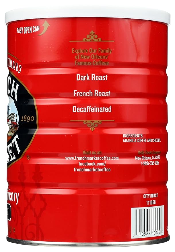 French Market Coffee & Chicory Dark Roast Ground Coffee, 12oz Can (Pack of 1)