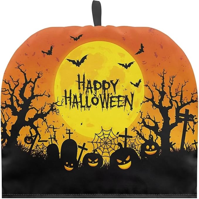 Happy Halloween Tea Cosy for Teapot with Handle Kitchen Kettle Dust Cover for Keeping Warm Machine Washable Tea Cosy Fabric Quilted Padding