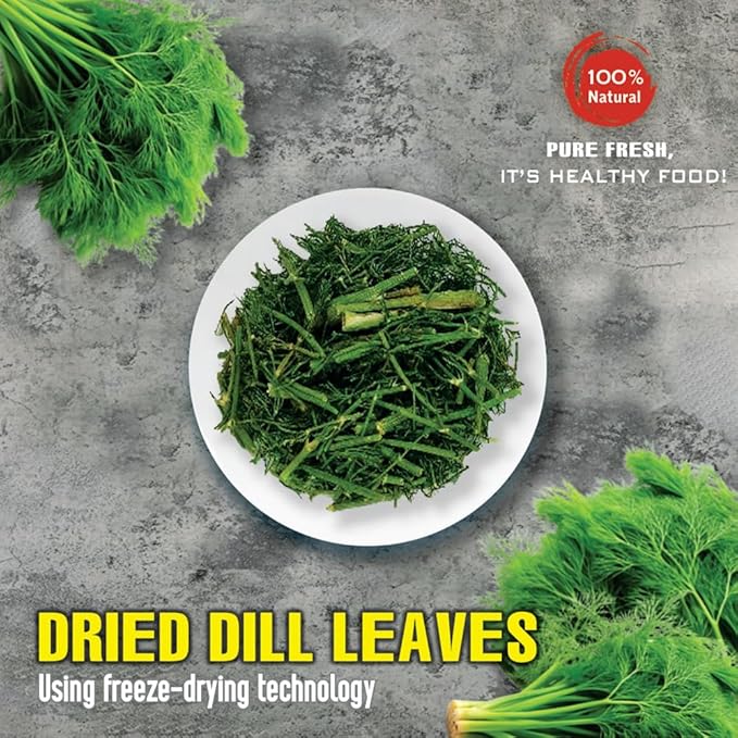 DRIED DILL LEAVES 1.76 Oz (50g) VIETFARMFOOD: Pure, natural freeze-dried spice made from real vegetables and fruits - perfect for enhancing every meal, from cooking, baking, salads, soups, sauces