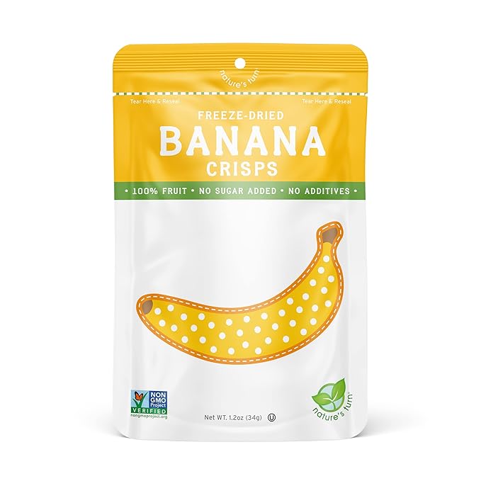 Nature's Turn Freeze-Dried Fruit Snacks, Banana Crisps, Pack of 6 (1.2 oz Each)