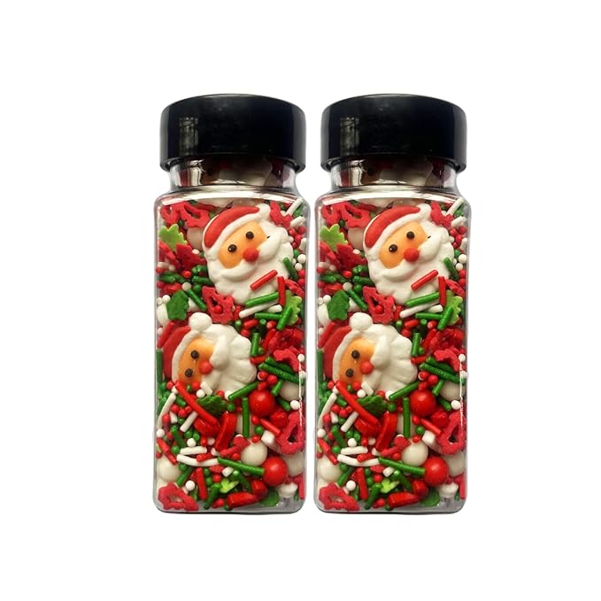 Santa Claus Sprinkles 7oz Candy Sugar Sprinkle Red and Green Sprinkles Cake Decorations Cupcake Toppers Cookie Decorating Ice Cream Celebrations