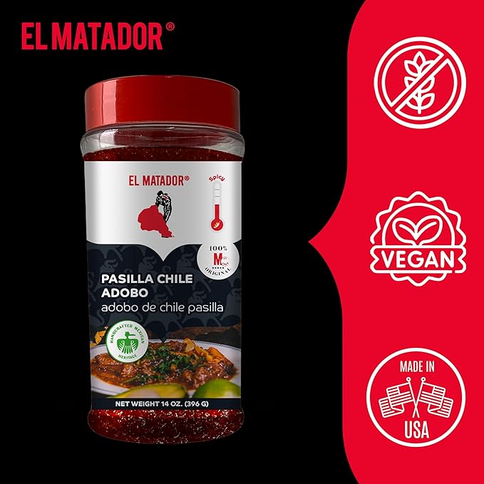 El Matador Pasilla Chile Adobo, Authentic Mexican Marinade & Seasoning, 14 oz