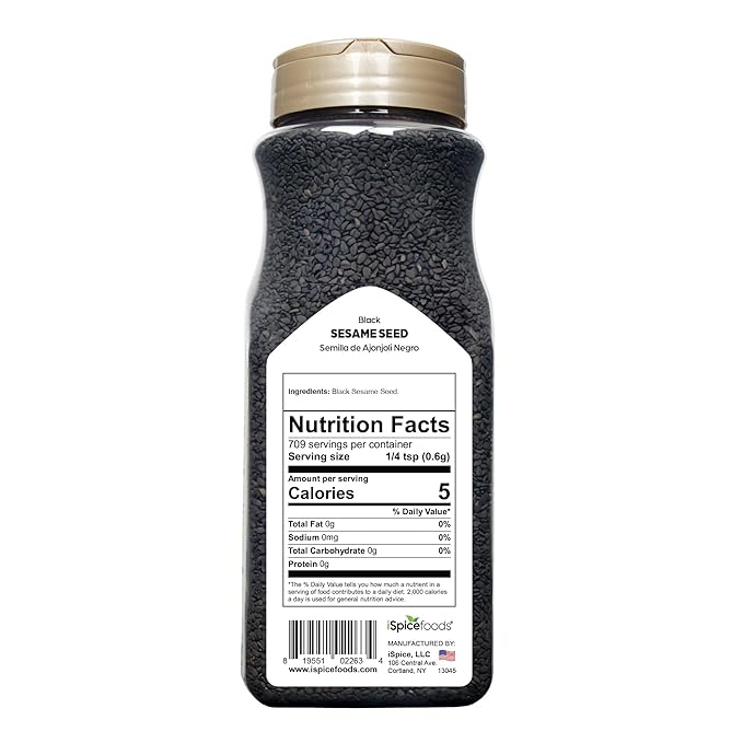 iSpice | Sesame Seeds Black | 16 oz | Bulk Size | Gourmet Spice | Kosher