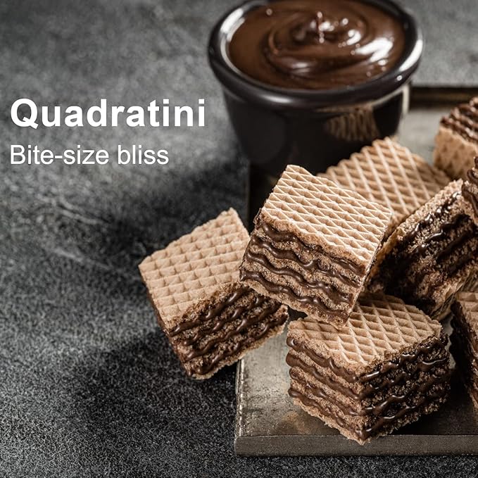 Loacker Quadratini Chocolate Wafer Cookies LARGE - 30% Less Sugar - Premium Crispy Bite Size Wafers - NON-GMO - LARGE Pack of 6