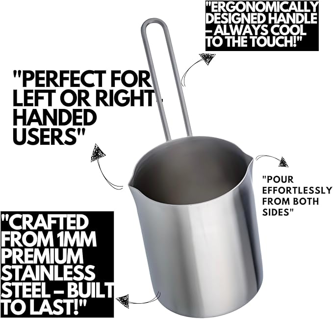 Turkish Coffee Pot Stainless Steel Cezve 16.90 fl oz ??Small Milk Warmer Briki for Stove ??Coffee Boiler & Arabic Greek Coffee Maker ??Heat Resistant Handle