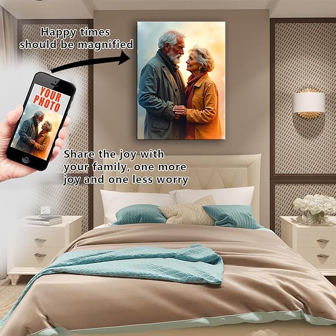 Hoopwarte Custom Photo Canvas Prints, Personalized Framed Wall Art-Home Decor Gift - Digital Printing Photo to Canvas (36L?쐘48W 90x120cm) - Ready to Hang