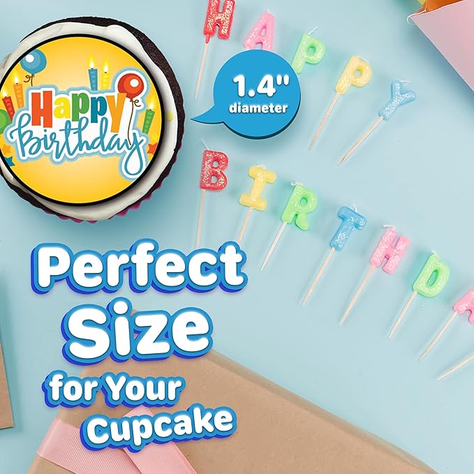 30 x Edible Cupcake Toppers Themed of Happy Birthday Collection of Edible Cake Decorations | Uncut Edible on Icing Sheet