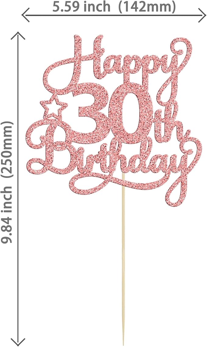 1 Pack Happy 30th Birthday Cake Topper Rose Gold Glitter 30 & Fabulous Cheers to 30 Years Old 30th Birthday Cake Pick for Celebrating 30th Birthday Anniversary Party Cake Decorations Supplies