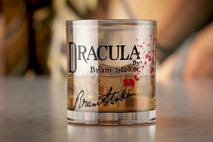 Well Told Classic Literature Rocks Glass - Dracula by Bram Stoker - Old Fashioned Whiskey Glass Gift for Book Lovers (11 oz)