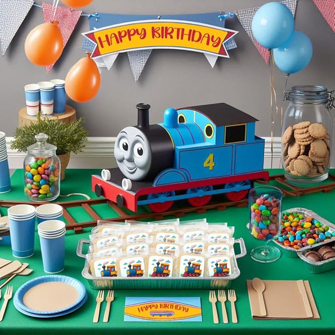 Train Cookies Choo Choo Train Theme Party Favors | Individually Wrapped 24 Pack Themed Cookies | Transportation Vehicles | Birthday Baby Shower Kids Adults Treats