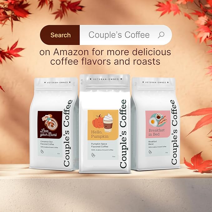 Couple?™s Coffee Ground Coffee | Gives Back to Military Families | Hello Pumpkin | Medium Roast Pumpkin Spice Flavored Coffee | Made with 100% Arabica Beans | 12oz bag brews about 34 cups