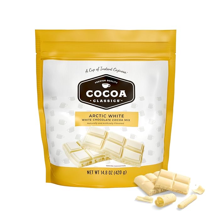 Cocoa Classics Arctic White Cocoa Mix, Hot Chocolate, Made with Nonfat Milk, Just Add Hot Water, Make Hot or Iced Cocoa, Gluten Free, 14.8 oz Pouch (Pack of 1)