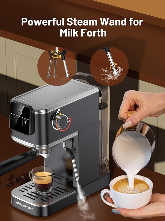 20Bar Espresso Machine with Rapid Cold Brew, Hot & Iced Coffee Machine, Espresso Maker with Milk Frother Steam Wand, Touch Screen with 40oz Water Tank for Latte, Cappuccino, Gift