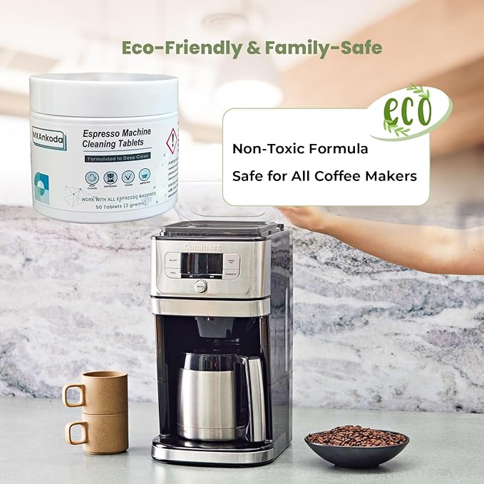 Coffee Maker Cleaner Descaler Tablets(50 Counts), Descaling Solution for Brevle, Nespres, Keurig, Ninja, Delonhi, Miele, Gaggia, Removes Limescale, Oil Buildup for Universal & Espresso Coffee Machine