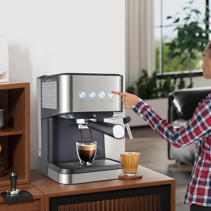 Espresso Coffee Machine, Semi Automatic Espresso Machine Single/Double Shot Espresso, Espresso Machine for Home&Barista, 50oz Removable Water Tank