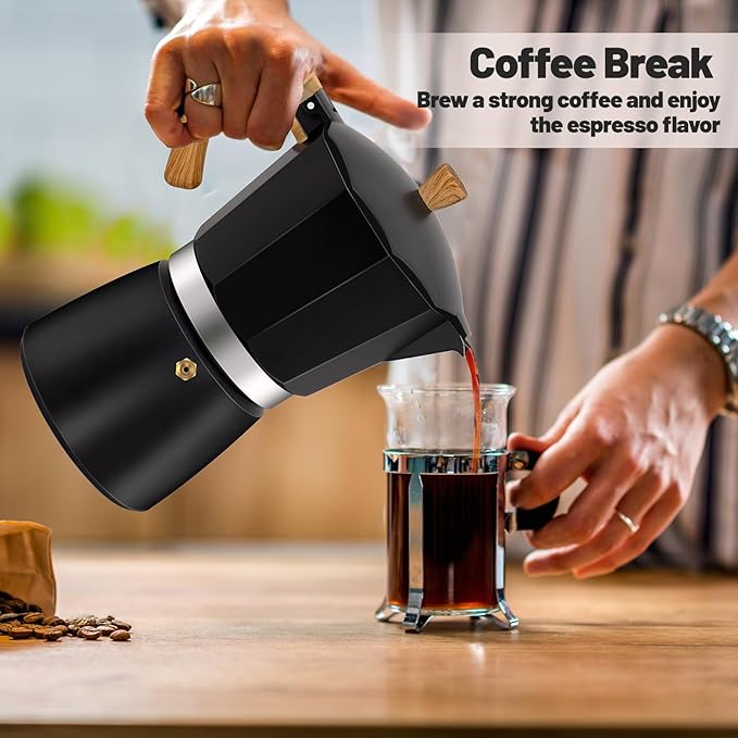 12 Cup Aluminum Moka Pot Classic Stovetop Espresso Coffee Maker 600ml 20oz Coffeemaker Percolator Mocha Pot Greca Coffee Maker Cafe Makers for Italian and Cuban Cafì±?Brewing Black