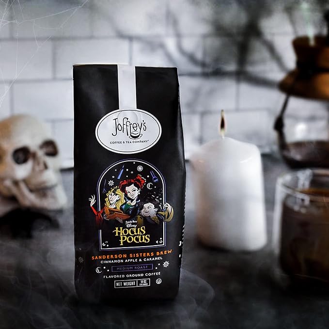 Joffrey's Coffee - Disney Hocus Pocus Sanderson Sisters Brew, Disney Specialty Collection, Medium Roast Flavored Coffee, Cinnamon Apple & Caramel Flavor, Brew or French Press (Ground, 11oz)
