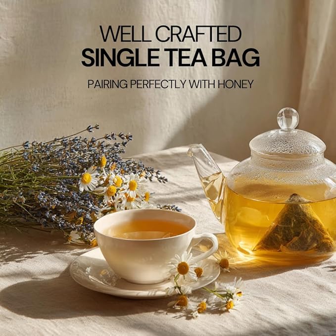 BLOSSOM RITUAL Honey Chamomile – Floral Oolong Tea Loose Leaf – 20 Natural Based Pyramid Bags – Serve Upto 60 cups – Support Metabolism & Better Sleep | 2.65oz