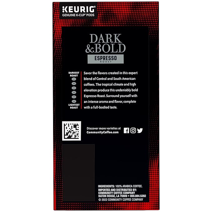 Community Coffee Dark & Bold Espresso Roast 96 Count Coffee Pods, Compatible with Keurig 2.0 K-Cup Brewers, 24 count (Pack of 4)