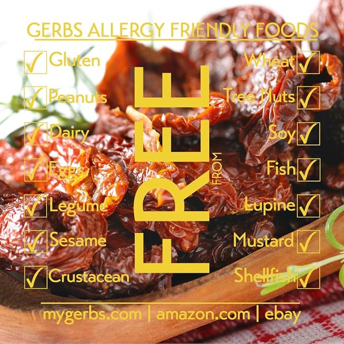 GERBS Sun Dried Tomatoes 2 LBS. Sea Salted | Freshly Dehydrated Resealable Bulk Bag | Top Food Allergy Free | Sulfur Dioxide Free | Excellent in Salads & Charcuterie Boards| Gluten & Peanut Free