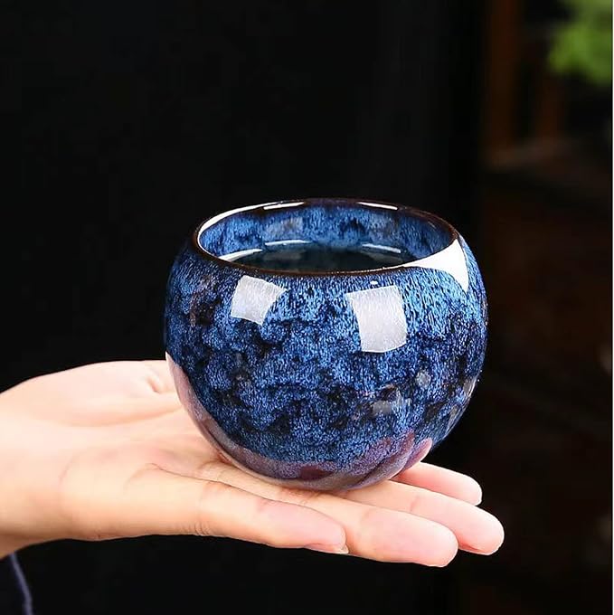 MQjzsh Chinese Japanese Traditional Ceramic Tea Cups, Mini Ceramic Kung Fu Tea Cups, Mate Cup Set, Tea, Espresso, 4-Piece Set for Home, Outdoor and Office
