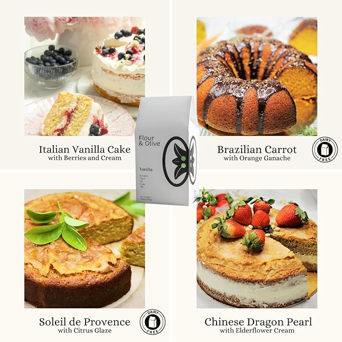 Flour & Olive ??Award Winning Gourmet Vanilla Olive Oil Cake Baking Mix